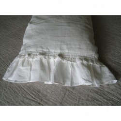 White Linen Pillowcase with Doubled Ruffles