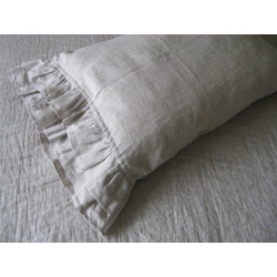 Oatmeal Linen Pillowcase with Doubled Ruffles