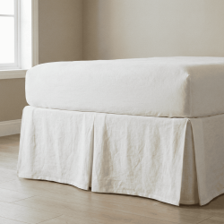 White Linen Tailored Bed Skirt