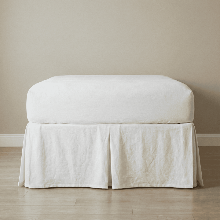 White linen bed skirt — Tailored, 170 GSM | LinenOwl