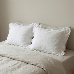 White Linen Frilled Pillowcase