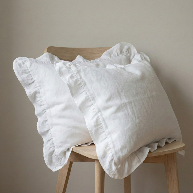 White Linen Frilled Pillowcase
