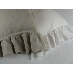 White Linen Pillowcase with Ruffles