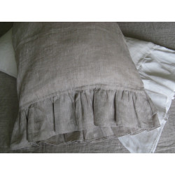 Oatmeal Linen Pillowcase with Ruffles
