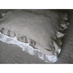 Oatmeal Linen Frilled Pillowcase