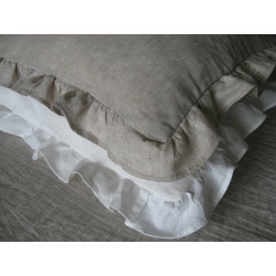 Oatmeal Linen Frilled Pillowcase