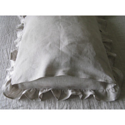 Oatmeal Linen Frilled Pillowcase